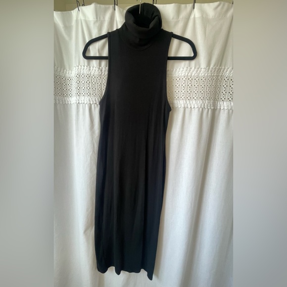 NWOT Zara Turtle Neck Black Dress Ribbed Knit (L) - Picture 4 of 8
